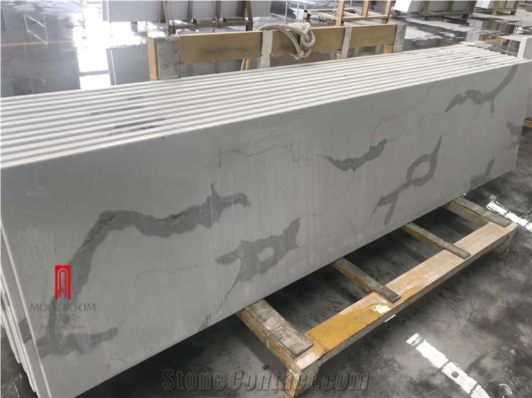 Marble Look Quartz Kitchen Top