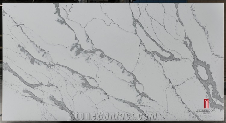 White Quartz Stone Slabs For Kitchen Countertop