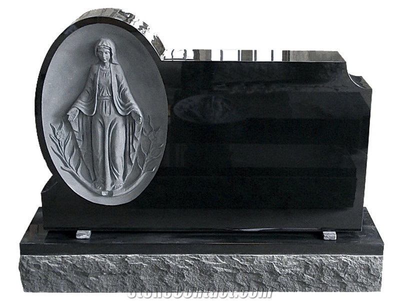Black Weeping Angle Headstone Tombstone Monument Stone