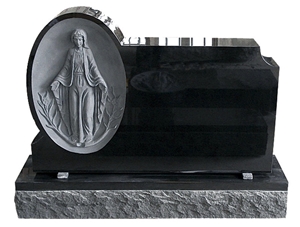 Black Weeping Angle Headstone Tombstone Monument Stone