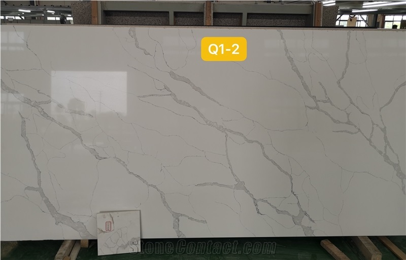 Calacatta and Carrara Quartz Slabs for Bathroom Vanity Top