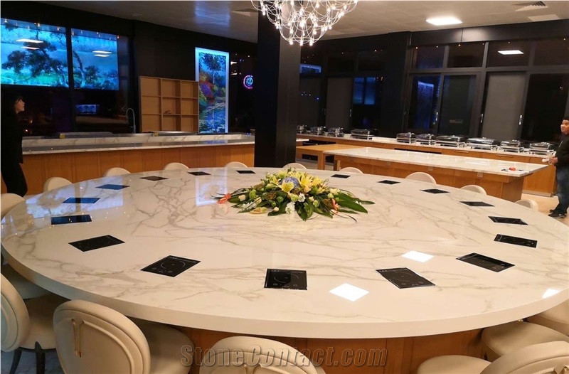 Calacatta and Carrara Quartz Slabs for Bathroom Vanity Top