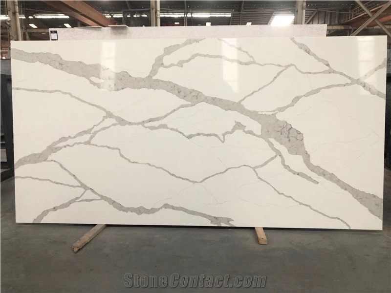 Calacatta Quartz Stone Slab for Kitchen Countertop