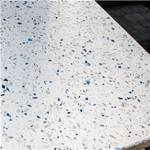 Multi Colour Quartz Stone Slabs with Bule Silicon
