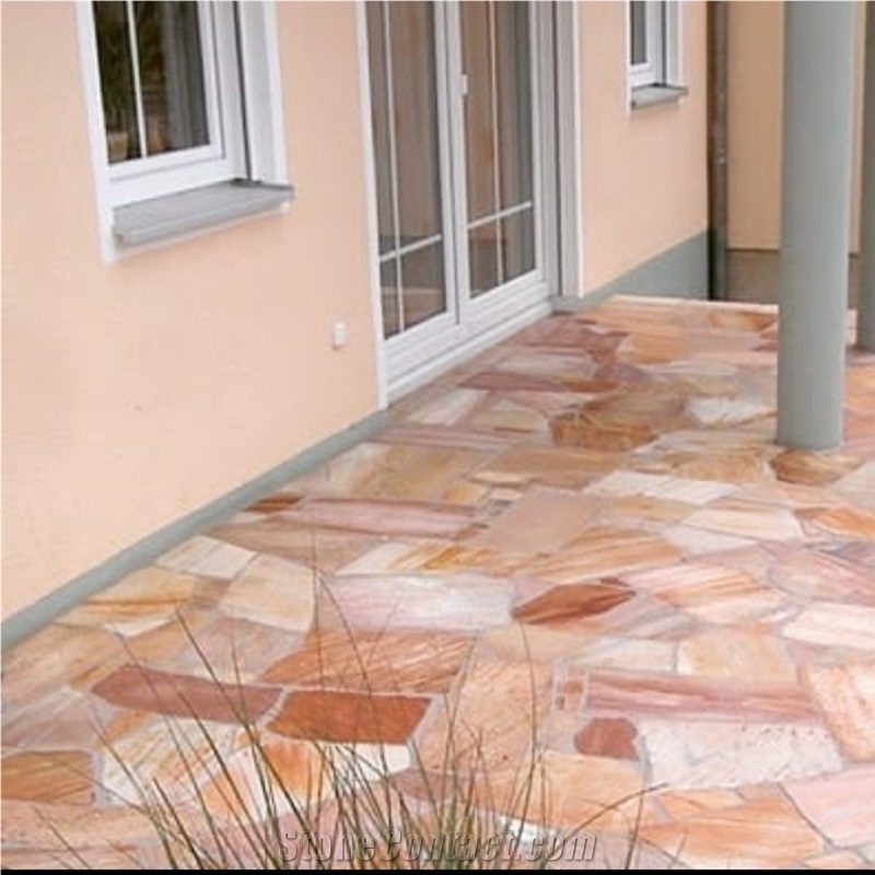 Irregular Flagstones Brazilian Coral Pink Quartzite