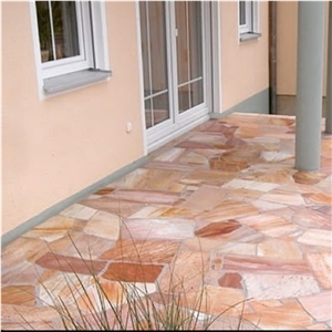 Irregular Flagstones Brazilian Coral Pink Quartzite