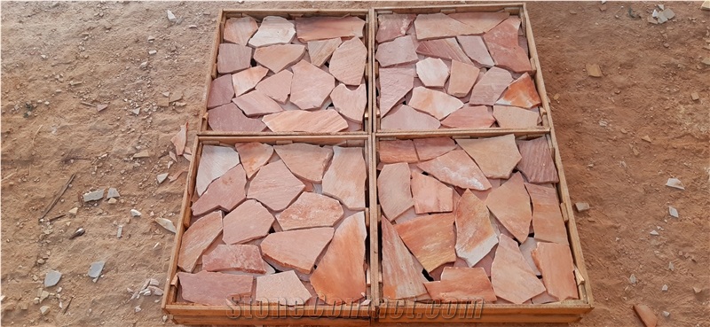 Irregular Flagstones Brazilian Coral Pink Quartzite