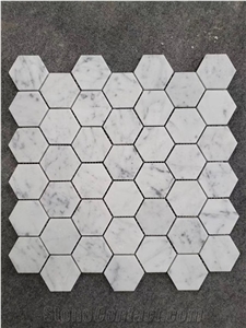 Italy Carrara White Marble,Hexagon Mosaic Wall Tile