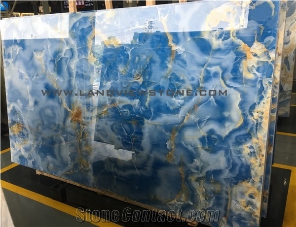 Blue Onyx Blue Sky Jade Polished Slabs Wall Tiles