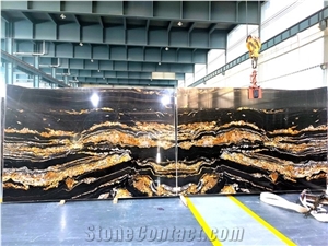 Luxury Magma Gold Luxury Black Granite With Gold Veins
