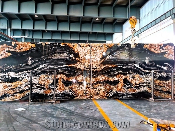 Luxury Magma Gold Luxury Black Granite With Gold Veins