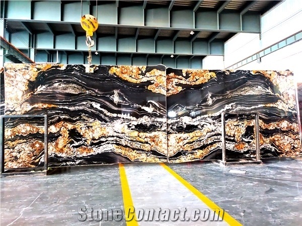 Luxury Magma Gold Luxury Black Granite With Gold Veins