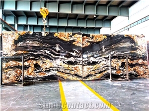 Luxury Magma Gold Luxury Black Granite With Gold Veins
