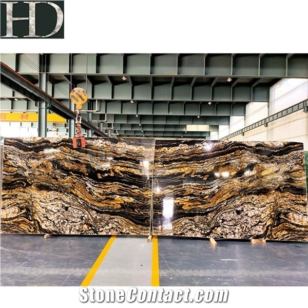 Luxury Magma Gold Luxury Black Granite With Gold Veins