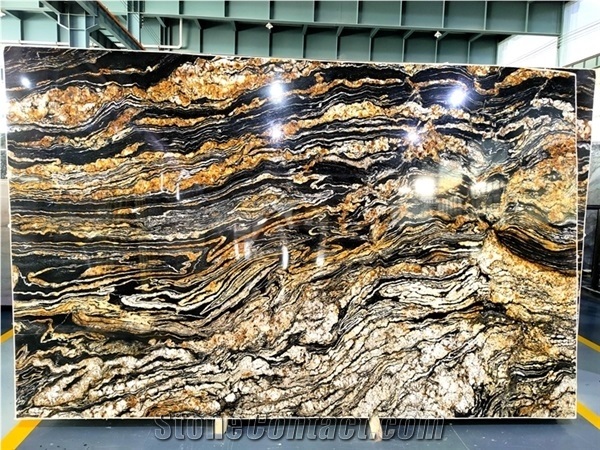 Luxury Magma Gold Luxury Black Granite With Gold Veins