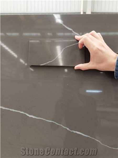 Black Calacatta Beautiful Pattern Quartz Slabs High Quality