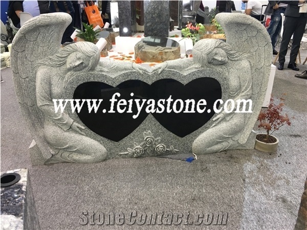Double Angel Heart Monument,Gravestone,Headstone