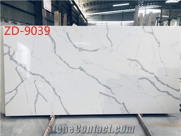 Super White Calacatta Quartz Slabs