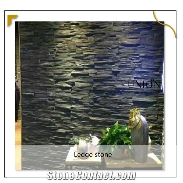 Black Ledge Stone Cultural Stone Wall Cladding Panel Veneer