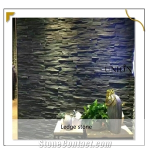 Black Ledge Stone Cultural Stone Wall Cladding Panel Veneer
