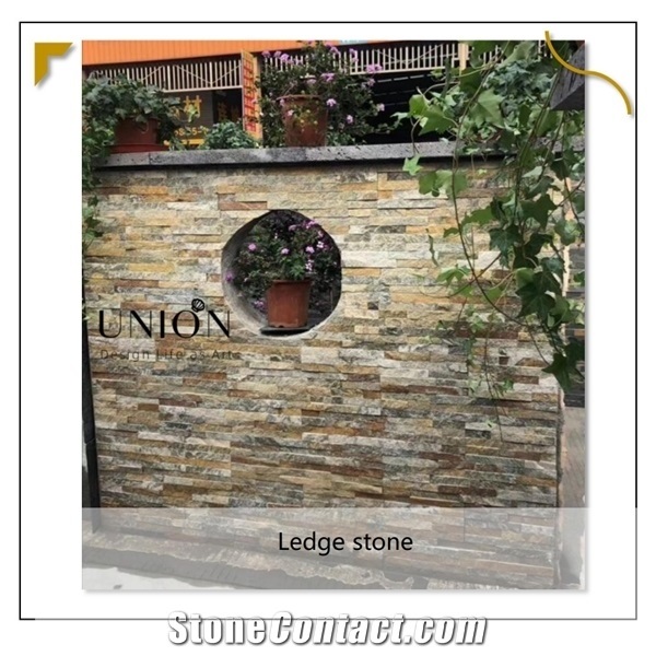 Brown Earth Rusty Quartize Ledge Natural Stone Wall Panel