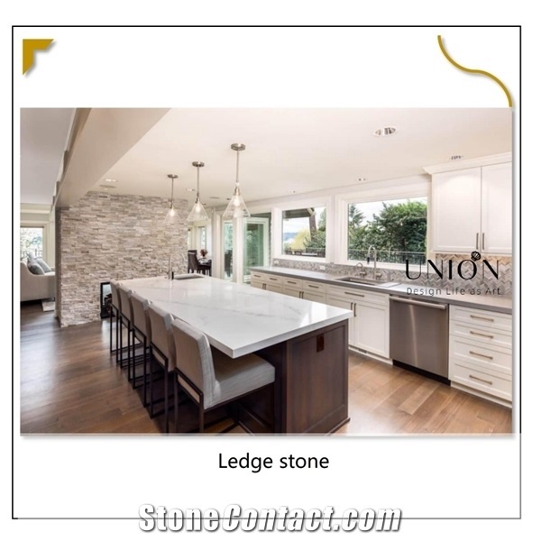 Gloden Vein Lines Quartzite Wall Cladding Stack Veneer