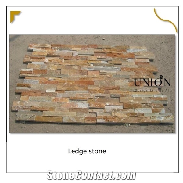 P14 Interlock Natural Beige Color Ledger Slate Panel Stone