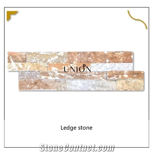 P14 Interlock Natural Beige Color Ledger Slate Panel Stone