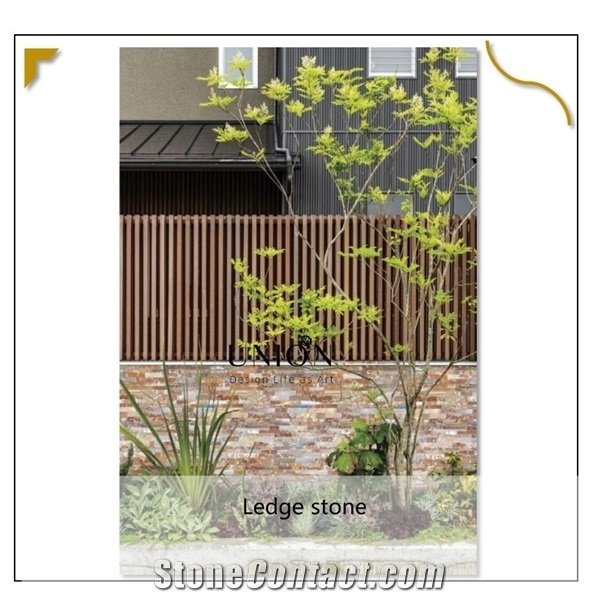 P14 Interlock Natural Beige Color Ledger Slate Panel Stone