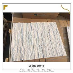 Pure Snow White Quartzite Tiles Cultural Stone Wall Ledge