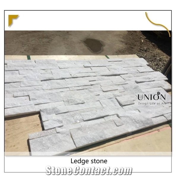 Pure White Quartize Glued Format Wall Stacked Stone Veneer