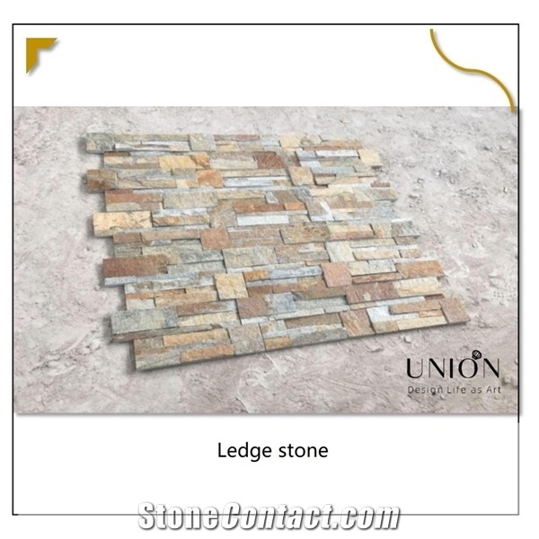 Rusty Quartzite Cultural Stacked Stone Interior Wall Panel Deco