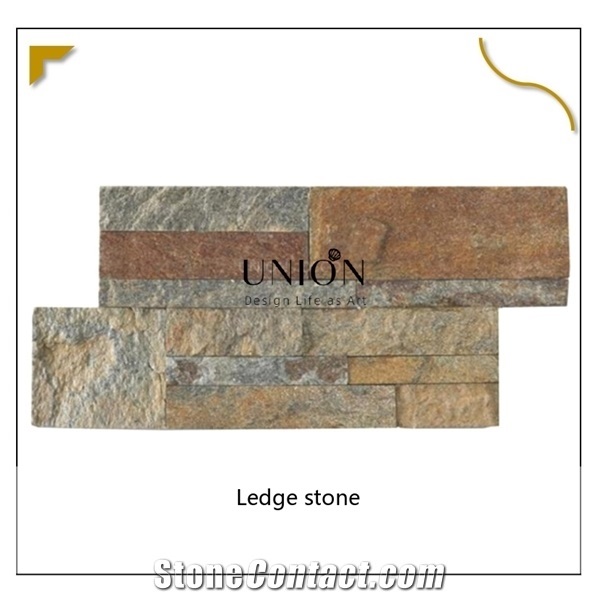 Rusty Quartzite Cultural Stacked Stone Interior Wall Panel Deco