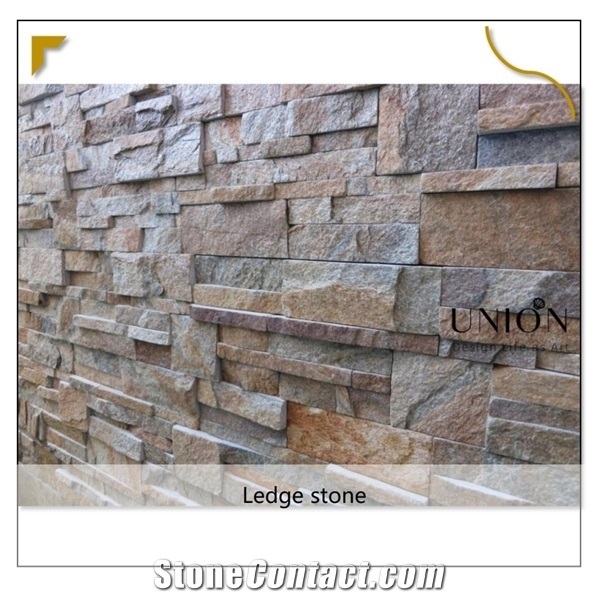 Rusty Quartzite Cultural Stacked Stone Interior Wall Panel Deco