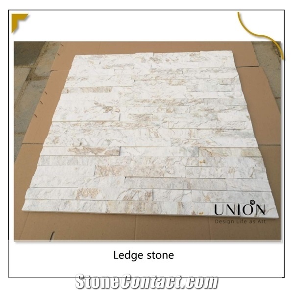 Sliver Snow Pure Color Ledge Stone Veneer for Backgroup Deco