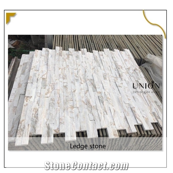 Sliver Snow Pure Color Ledge Stone Veneer for Backgroup Deco