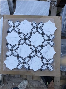 Carrara White Marble Blossom Waterjet Mosaic Tile