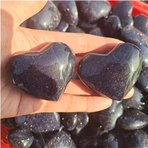Blue Gold Heart Folk Crafts Polished Quartz Healing Gift