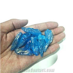 Blue Titanium Coating Electroplate Angel Aura Quartz Crystal