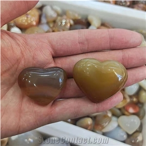 Crystal Gemstone Heart Folk Crafts Carved Agate Healing Stone