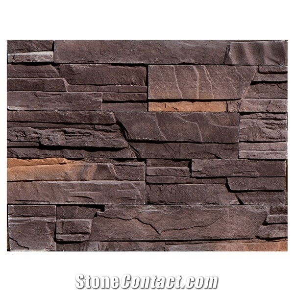 Outdoor Artificial Dry Stack Style Concrete Garden Fence