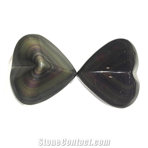 Rainbow Obsidian Crystal Quartz Gemstone Heart Shape Healing