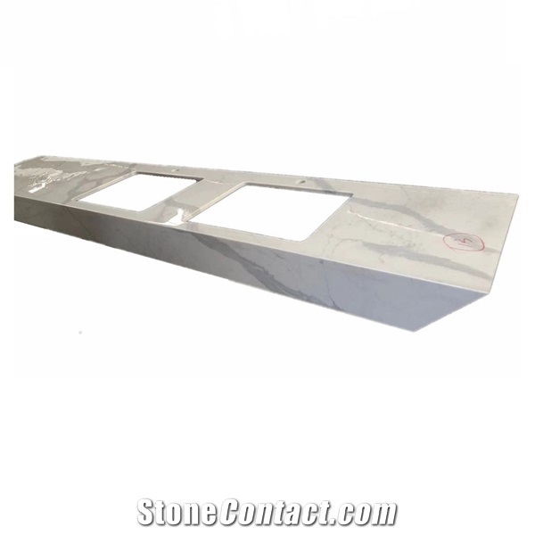 White Calacatta Quartz Stone Kitchen Countertops