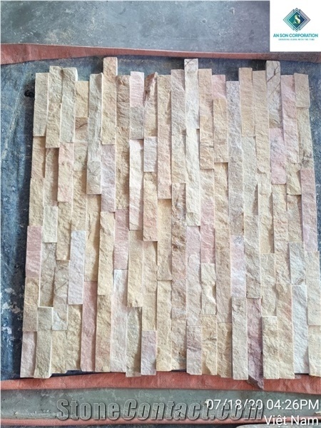 Yellow Combination Marble Wall Panel Size 15x60cm