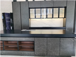 Gray Sintered Stone Modern Kitchen Cabinets Door