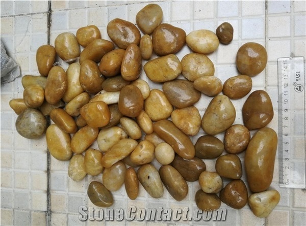 Chinese Yellow Polished Garden Pebbles Hbcps-03