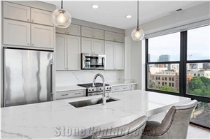 Calacatta Prefab Countertop Solid Surface Manmade Quartz