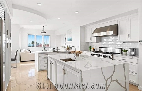 Calacatta Prefab Countertop Solid Surface Manmade Quartz