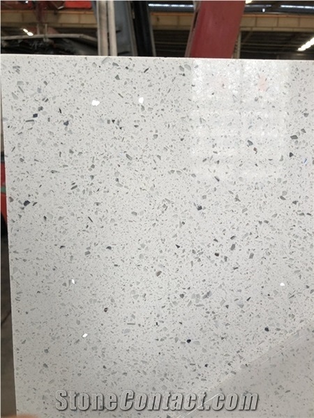 Sparkle White Mirrior Chips Shining Crystal Quartz Slab