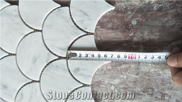 Carrrara White Marble Pearl Shell Shape Bathroom Mosaic Tile